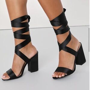 Lulu’s Black Strappy Block Heel